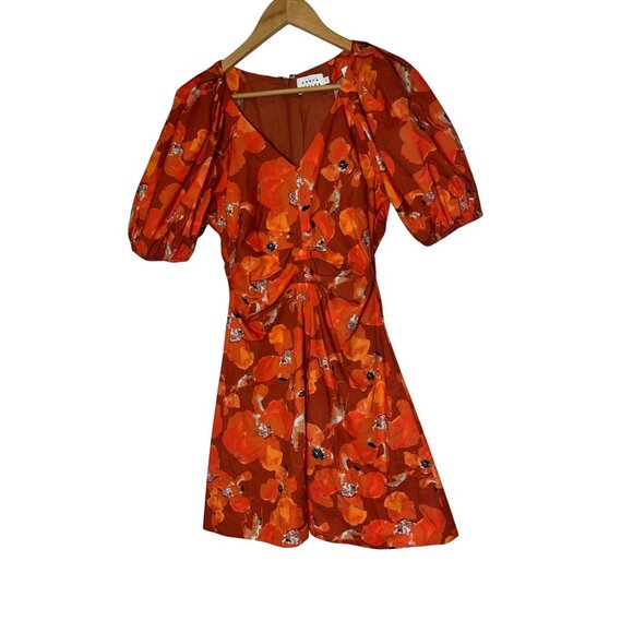 Tanya Taylor Lacey Puff-Sleeve Sandwashed Cotton Mini Dress Size 2 Womens $497 - Picture 2 of 9